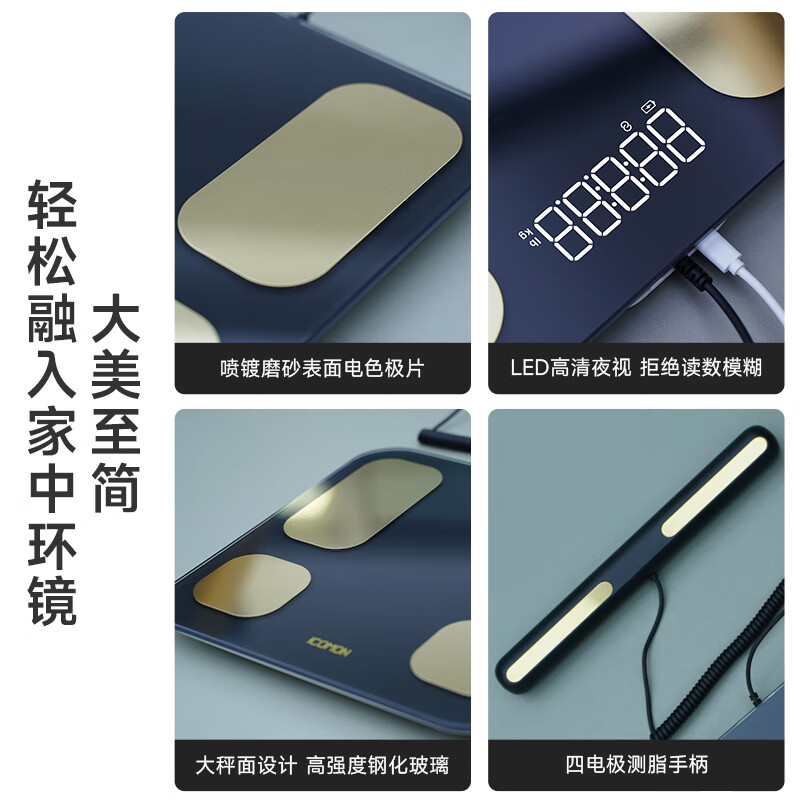 沃莱 FG2001UWB八电极智能体脂秤 黑色高清大图