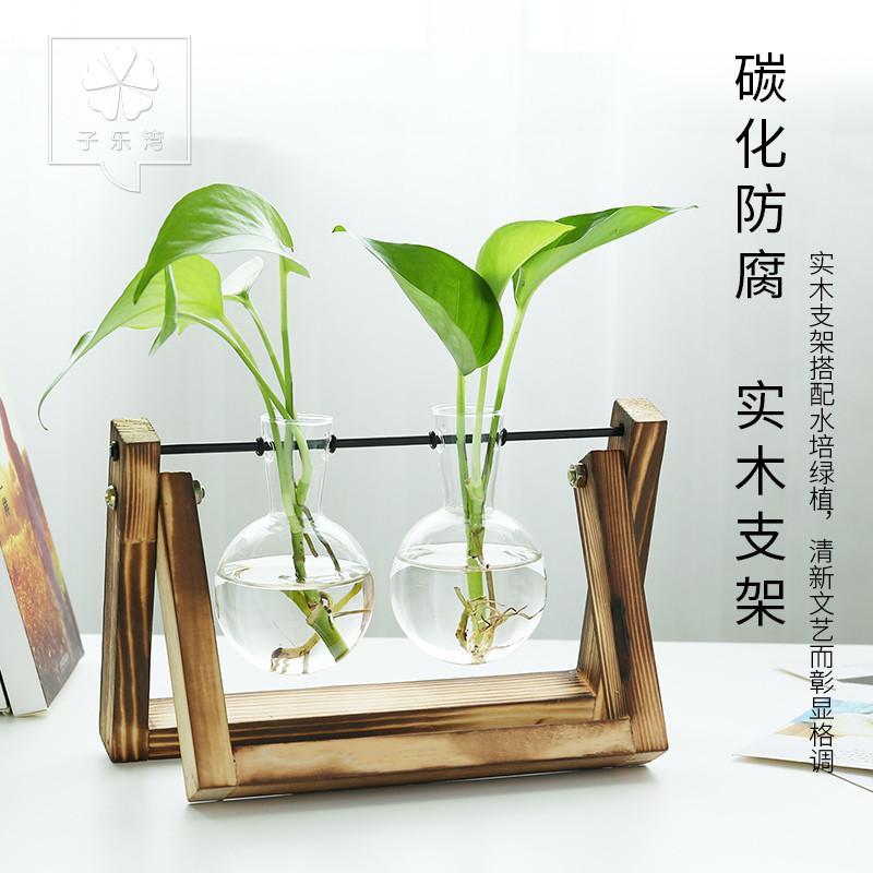 绿萝水培创意木架植物盆栽室内绿植办公室桌面摆件绿色植物小盆栽
