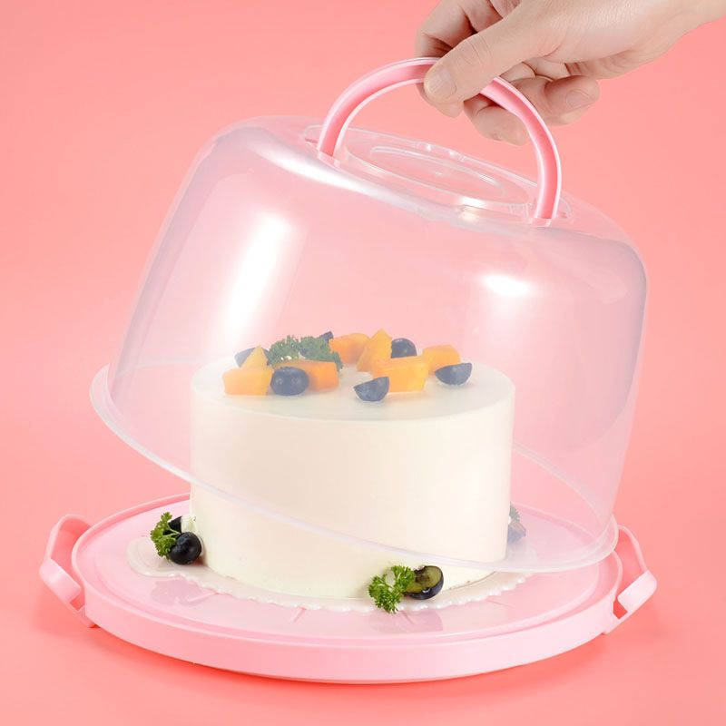 蛋糕盒子透明包装盒家用8寸打包盒重复使用手提蛋糕盒塑料圆形 6寸