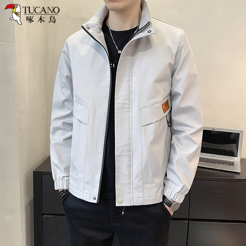 啄木鸟长袖夹克男士春季2025新款潮流宽松立领休闲男款潮牌外松高清大图