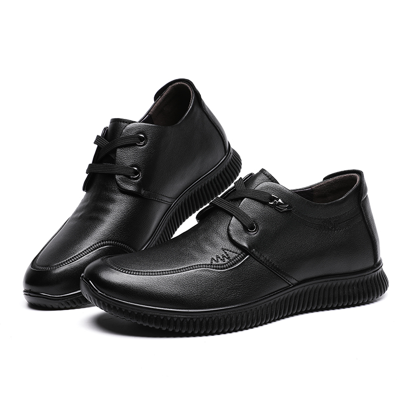 红蜻蜓男鞋2020春季新款真皮休闲皮鞋男士舒适驾车鞋男系带单鞋男黑色