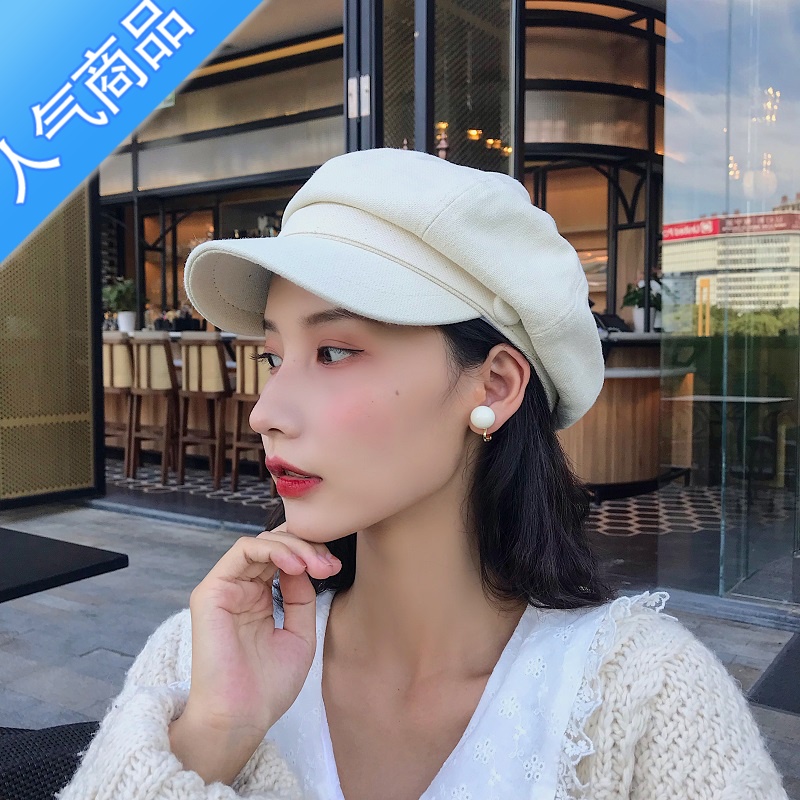 SUNTEK贝雷帽女夏季薄款棉麻英伦复古春秋帽子韩版潮秋冬日系百搭八角帽