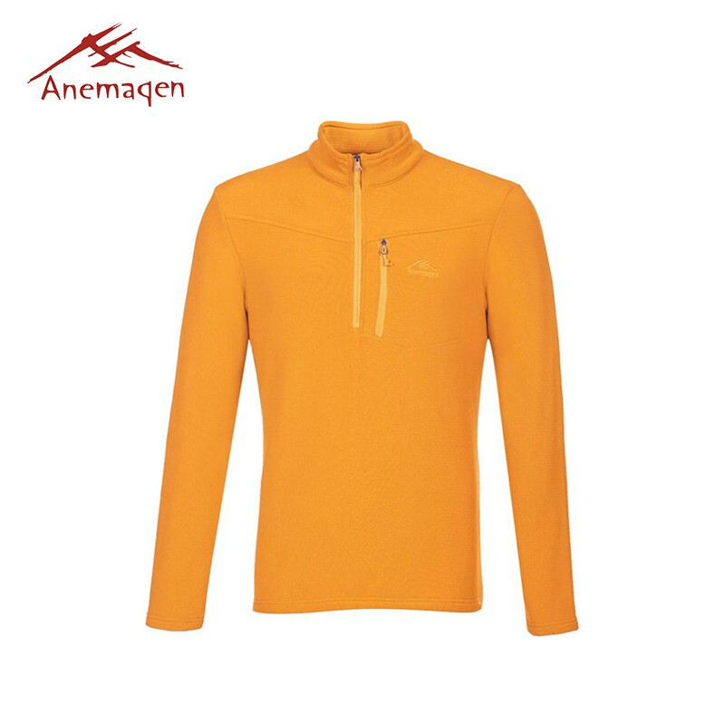 阿尼玛卿/ANEMAQEN 男款纯色立领保暖抓绒半开衫长袖套头衫抓绒上衣 AF1501