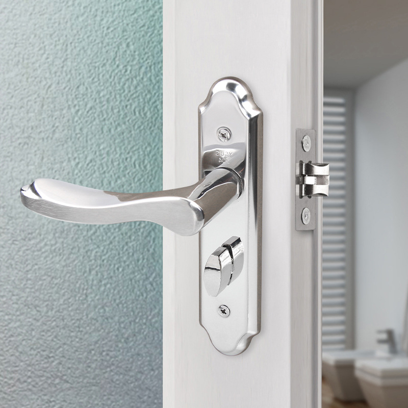 围达 不锈钢门锁(无锁体) 孔距125mm锁舌45mm 把高清大图