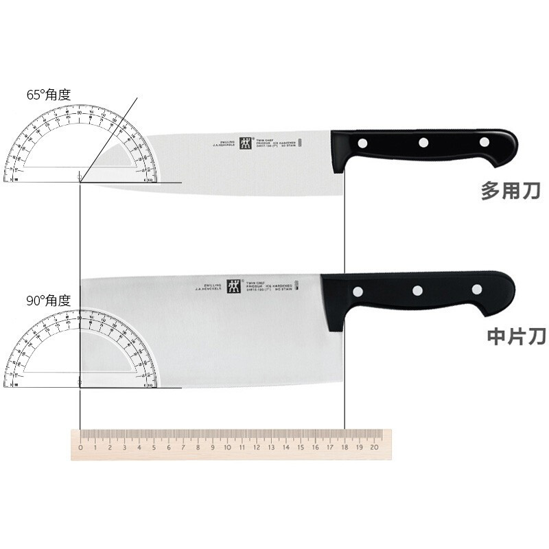 双立人ZWILLING)Chef系列中片刀多用刀两件套 不锈钢切菜刀蔬果刀厨房刀具组合