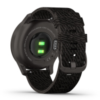 佳明GARMIN Move Style 黑色表盘黑色尼龙编制表带 智能通知心率离线支付触屏指针式智能腕表时尚版