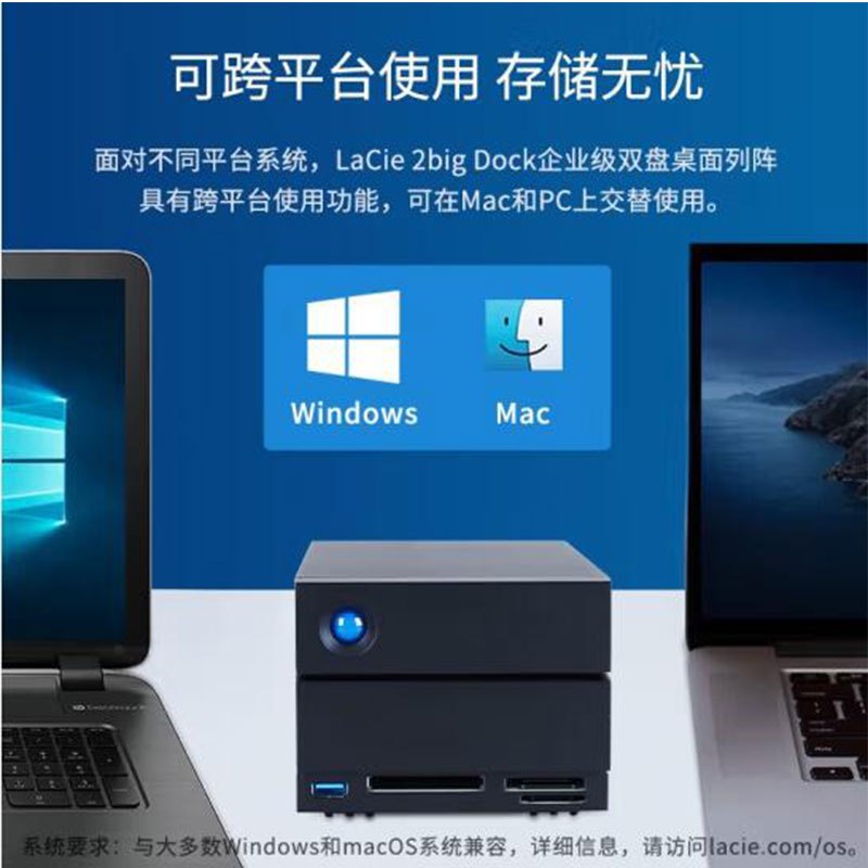 雷孜LaCie 40T Type-C/雷电3/4 CFE SD 企业级桌面移动硬盘 双2盘位磁盘阵列 2big Dock