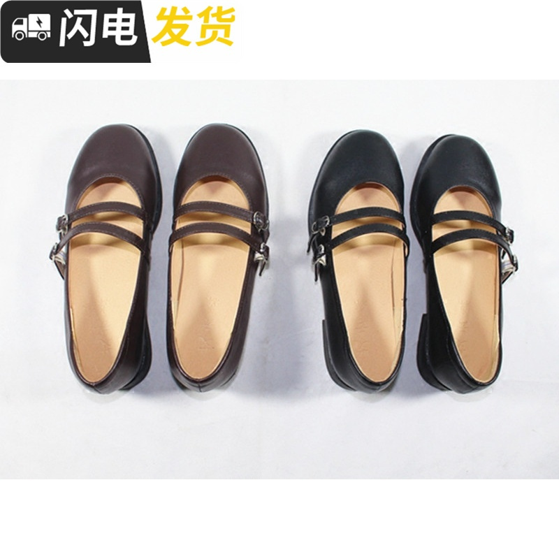 春季日系粗跟搭扣小皮鞋中跟浅口单鞋百搭女鞋复古玛丽珍鞋女启如休闲鞋