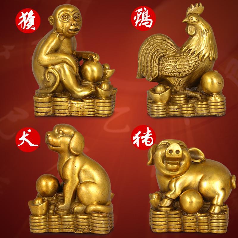 美帮汇铜十二生肖全套摆件铜鼠牛虎兔龙蛇马羊猴鸡狗猪工艺品
