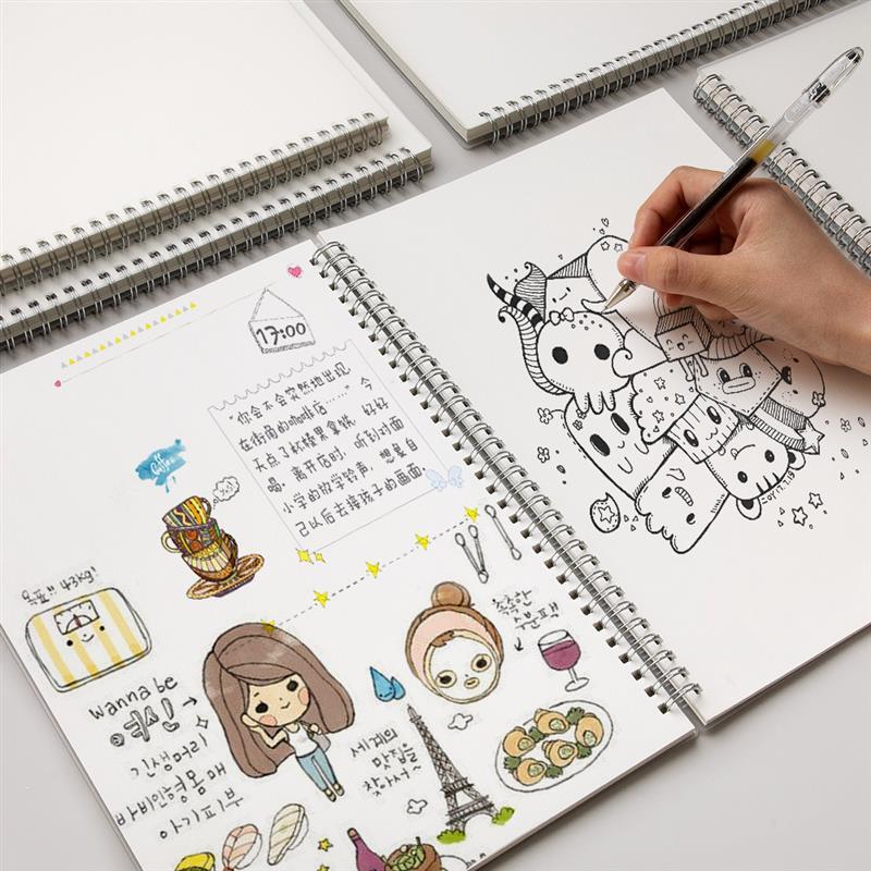 空白笔记本白纸本子a4无格无线简约文艺加厚美术手绘本大学生空白内页