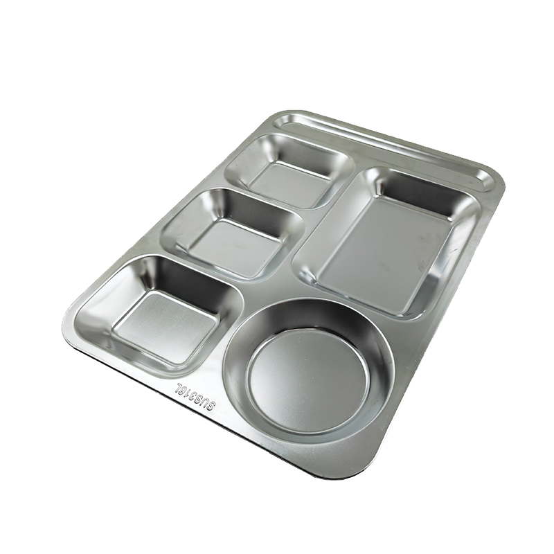 妙简乐 304不锈钢六格餐盘 35.5x26.5x3cm 个高清大图
