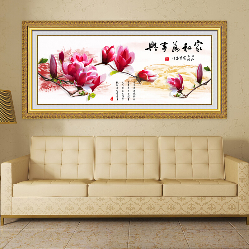 新款家和万事兴钻石画十字绣客厅花开富贵玉兰花牡丹图钻石绣卧室风景画