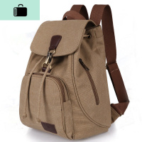 双肩包女帆布新款复古时尚韩版学生大容量潮牌小清新旅行背包NEWLAKE 卡其色