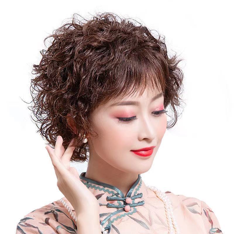 假发女头顶补发片遮白发仿真隐形痕玉米烫补发块蓬松透气短卷发 仿真发丝两卡自然色 轻薄款+100ML护理液