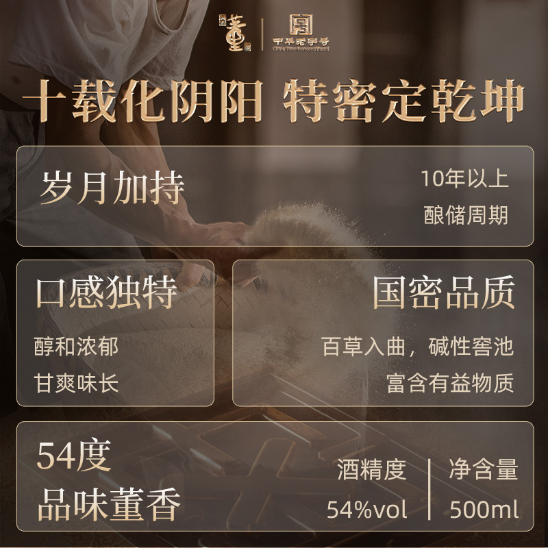 董酒特密54度 500ml 12瓶 两箱装董香型白酒国密工艺礼盒纯粮固态商务宴请送礼高清大图