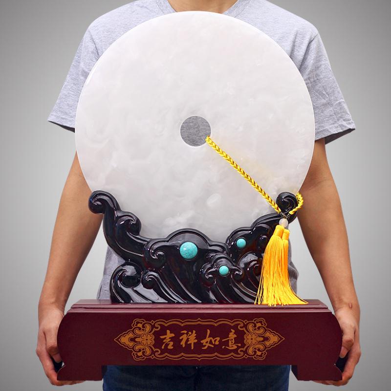 美帮汇玉石平安扣摆件现代中式家居客厅玄关装饰品办公室样板房摆设高清大图