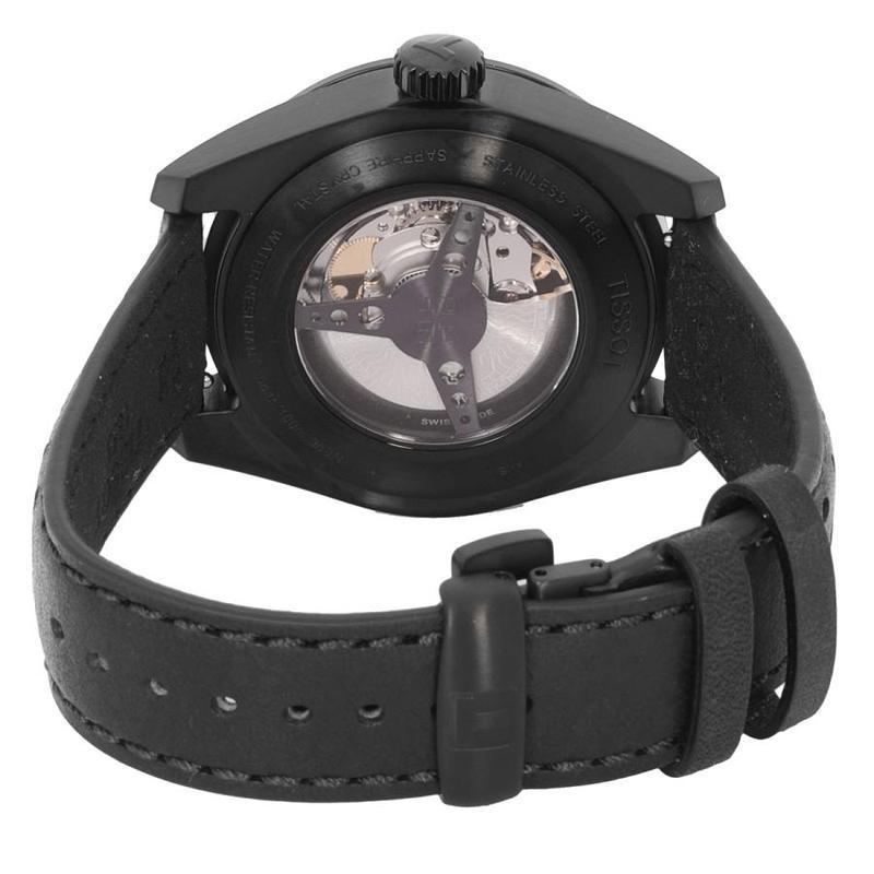 天梭tissotprs516皮革黑色表盘时尚经典男士机械手表