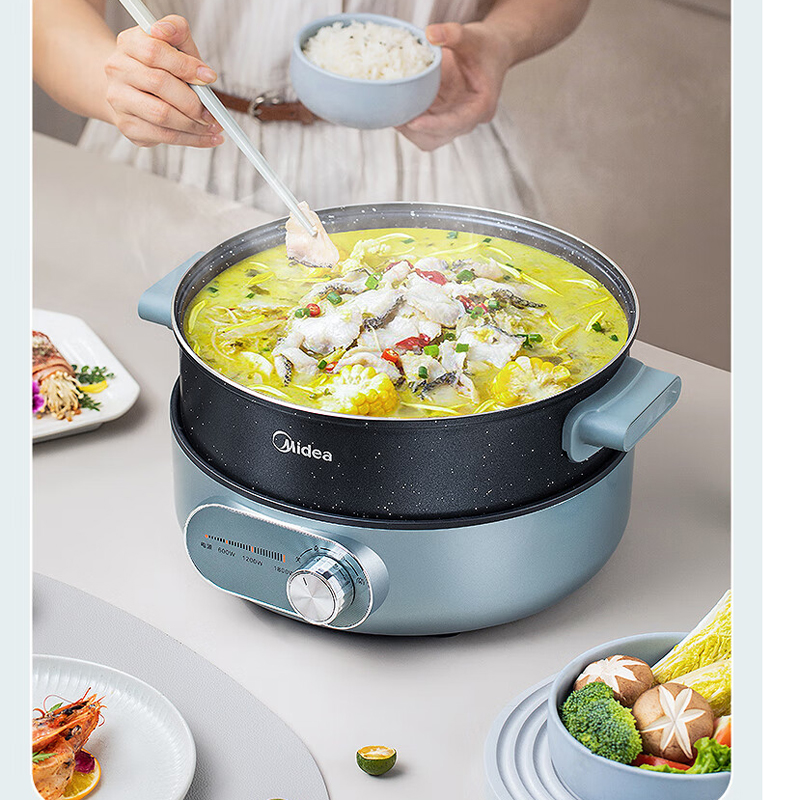 美的(Midea)电火锅 家用5L大容量多功能电煮锅 MC-DHE2851高清大图