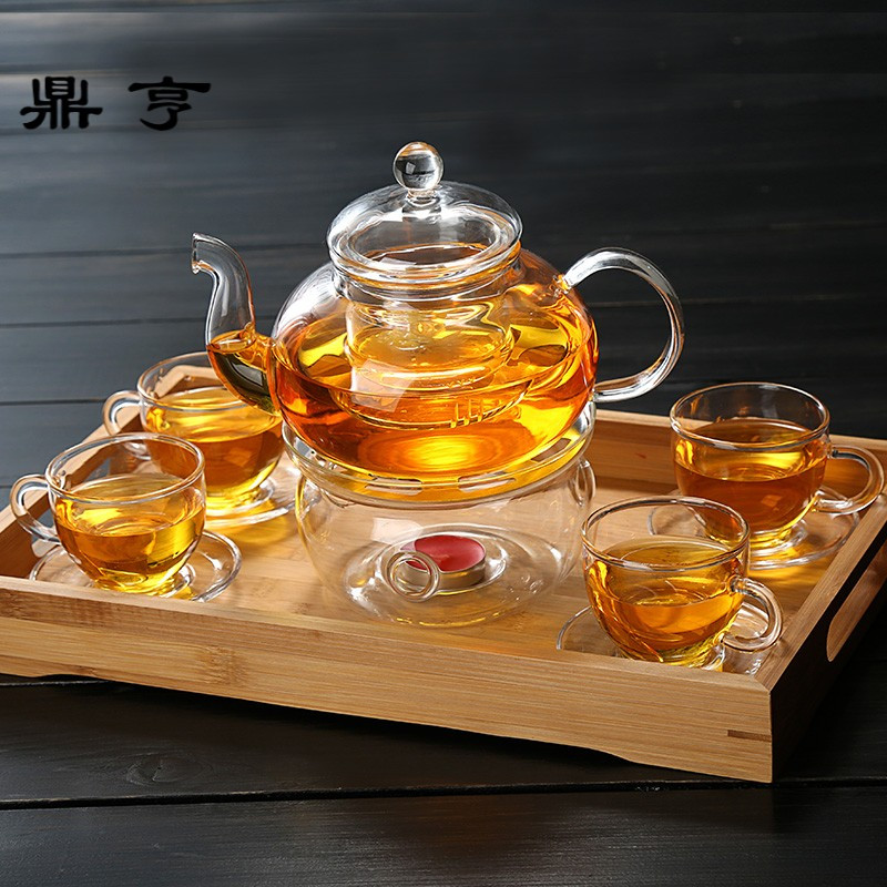 鼎亨玻璃茶壶 耐高温水果茶壶花茶杯家用茶具套装透明功夫茶具泡