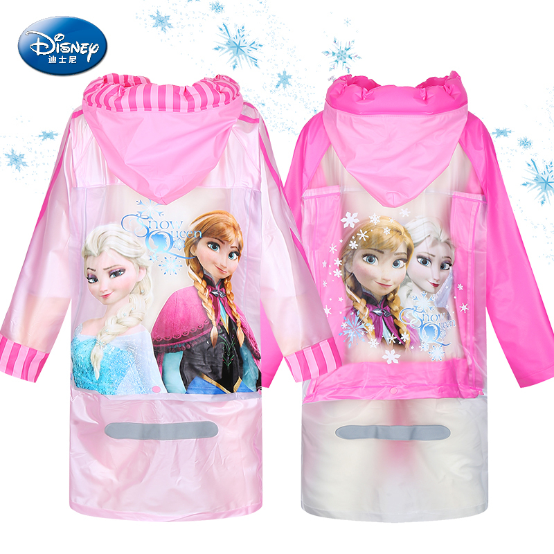 迪士尼冰雪奇缘儿童雨衣男女童公主雨披宝宝厚雨衣学生视频