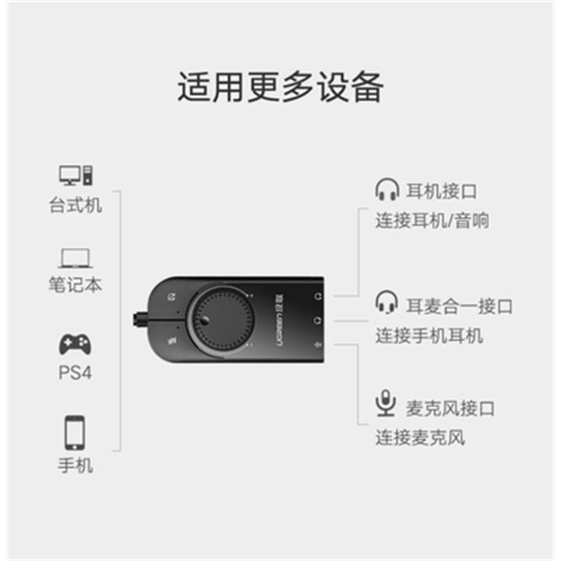 华三(H3C) CM129 USB外置声卡免驱动手机台式机笔记本录音K歌 绿联