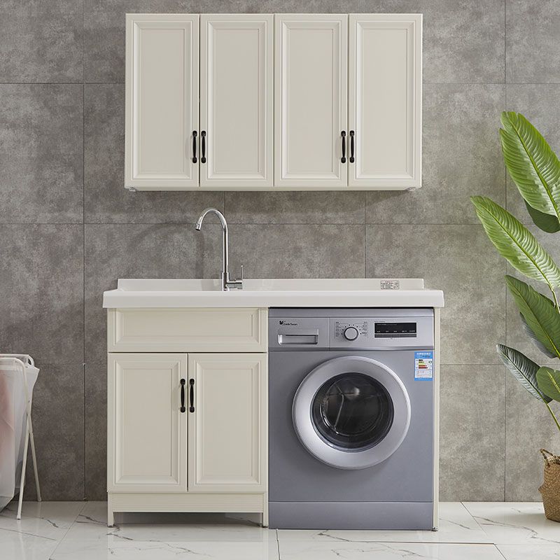 定制洗衣机柜阳台组合太空铝洗衣池台盆带搓板面伴侣一体柜切角11米左