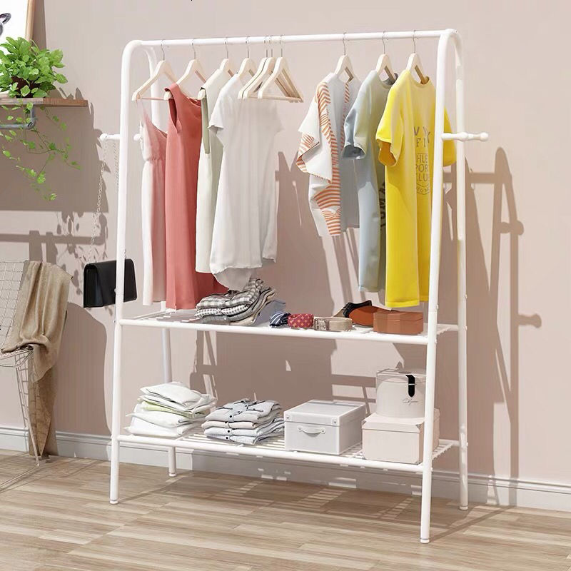 简易衣帽架落地挂衣架家用卧室内单杆式置物架移动晾晒衣服的架子