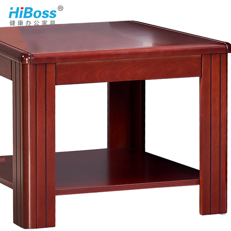 HiBoss办公家具茶几双层中式油漆方茶几贴实木皮边几