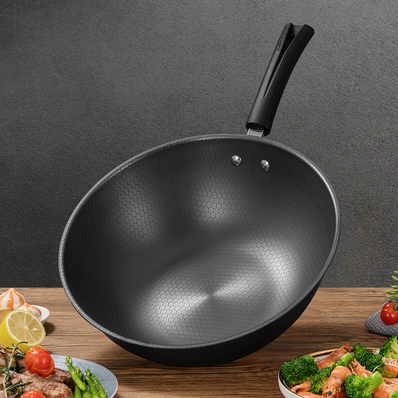 康巴赫深氮防锈铁锅蜂窝精铁炒锅6个装34cm