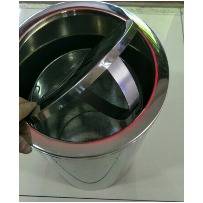 企购优品商用不锈钢翻盖圆形垃圾桶38*72cm