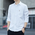 啄木鸟新款男士长袖衬衫商务修身加绒加厚休闲衬衣男装宽松上衣 XL115斤-130斤 9628白色长袖