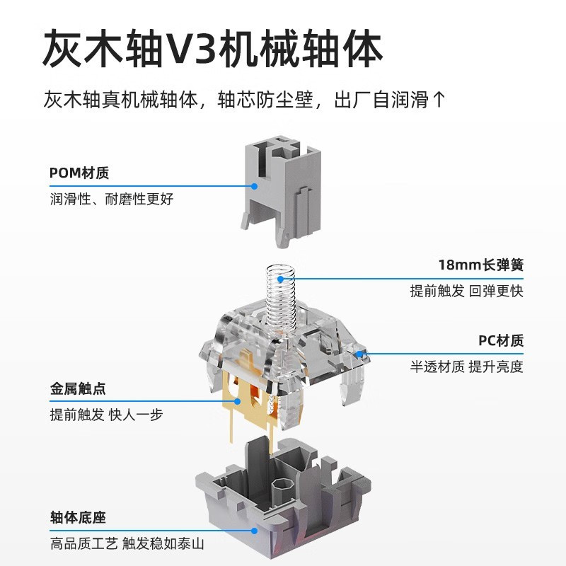 惠普GK600FS无线三模蓝牙电竞游戏机械键盘2.4G 99键热插拔客制化V3灰木轴-香草奶油