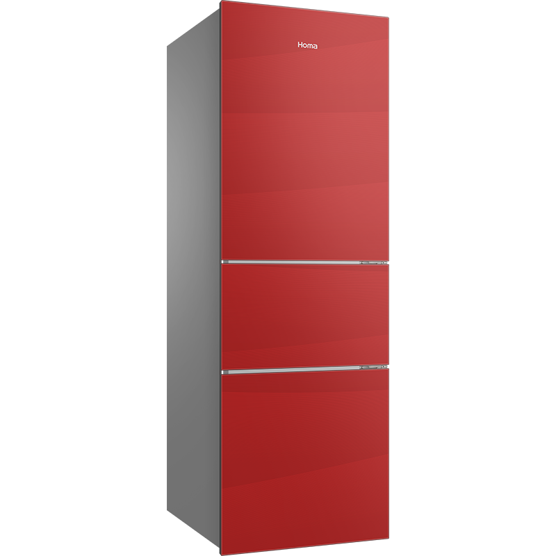 奥马homa205升三门冰箱风冷无霜575cm超薄机身bcd205wdjg祥云红