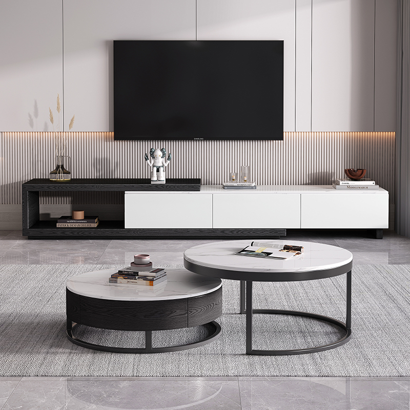 梵宜意式轻奢可伸缩岩板电视柜2050大小户型客厅现代简约储物收纳地柜