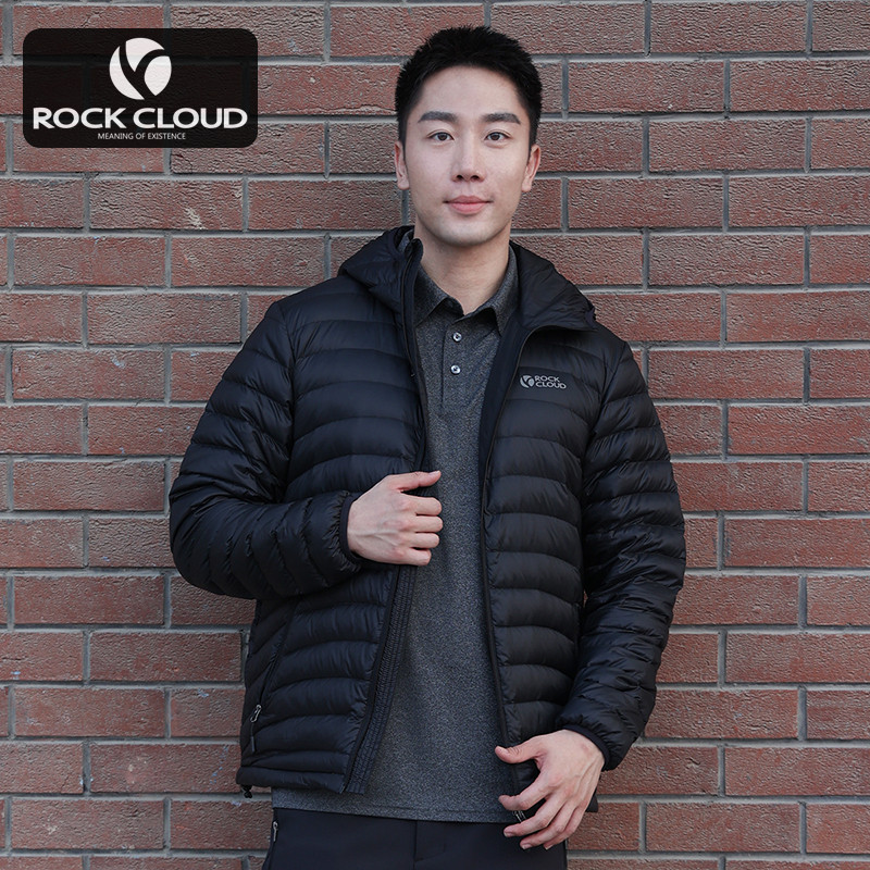 岩云/RockCloud 男子 户外休闲防泼水700蓬鹅绒连帽轻薄羽绒服