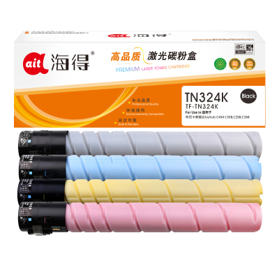 海得TN324粉盒套装 黑/蓝/红/黄四色适用柯尼卡美能达bizhub C454 C308 C258 C368 复印机