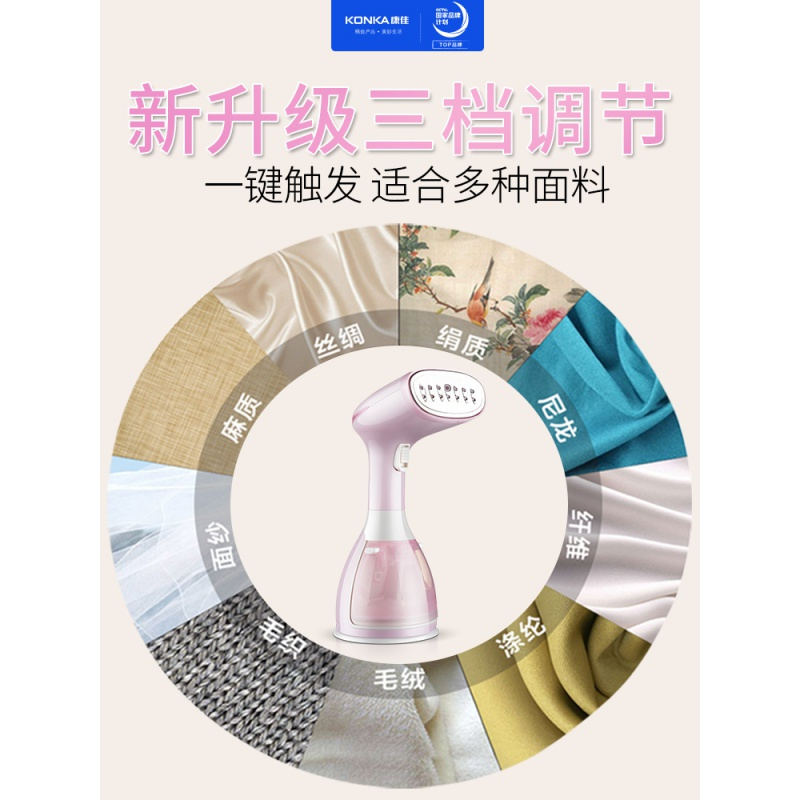 康佳(KONKA)手持挂烫机 三档调节 强劲蒸汽快速除绉 家用蒸汽电熨斗小型迷你便携式挂式熨烫机 升级版 樱花粉