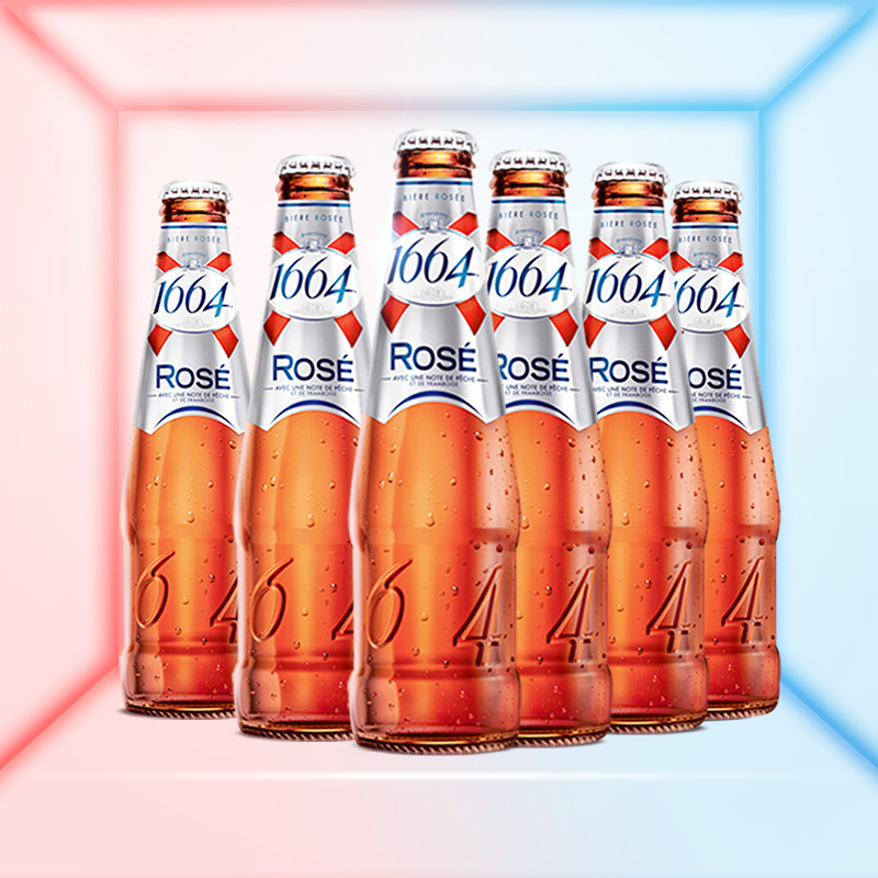 法国原装进口1664玫瑰rose啤酒1664果味克伦堡凯旋250ml6瓶装