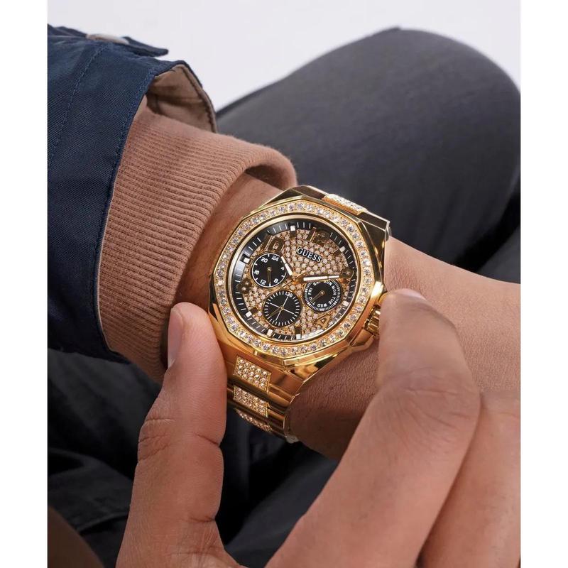 GUESS 男士金色气垫石英腕表复古潮流商务简约手表高清大图