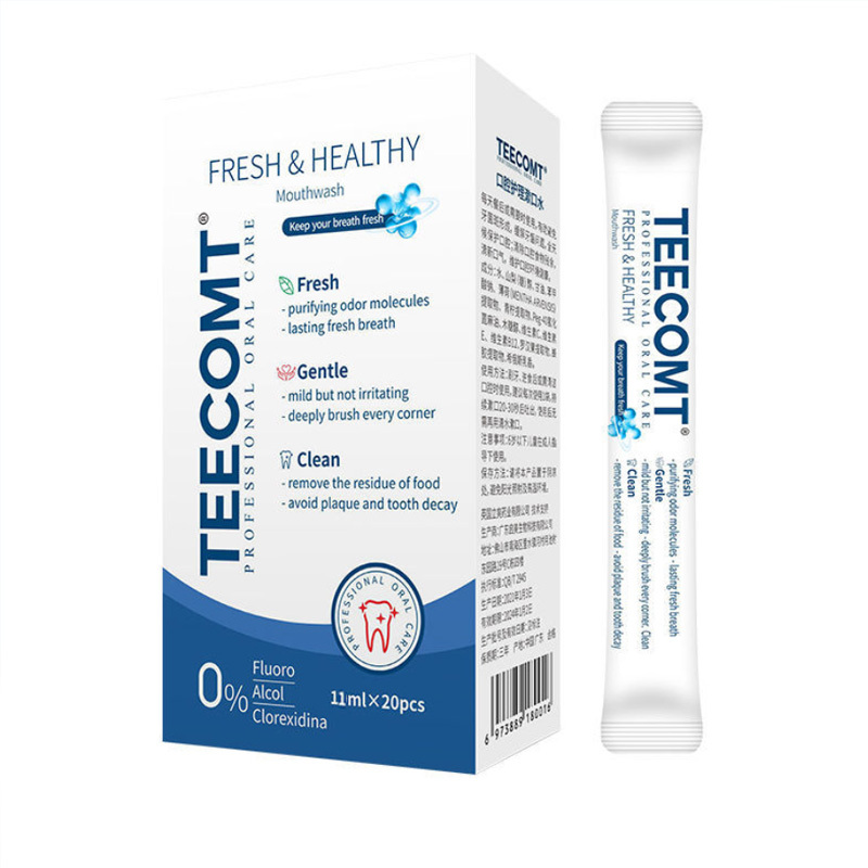 立爽(TEECOMT)青柠薄荷味漱口水便携一次性清新口气清爽漱口水11ml/条*20条/盒[4盒装]