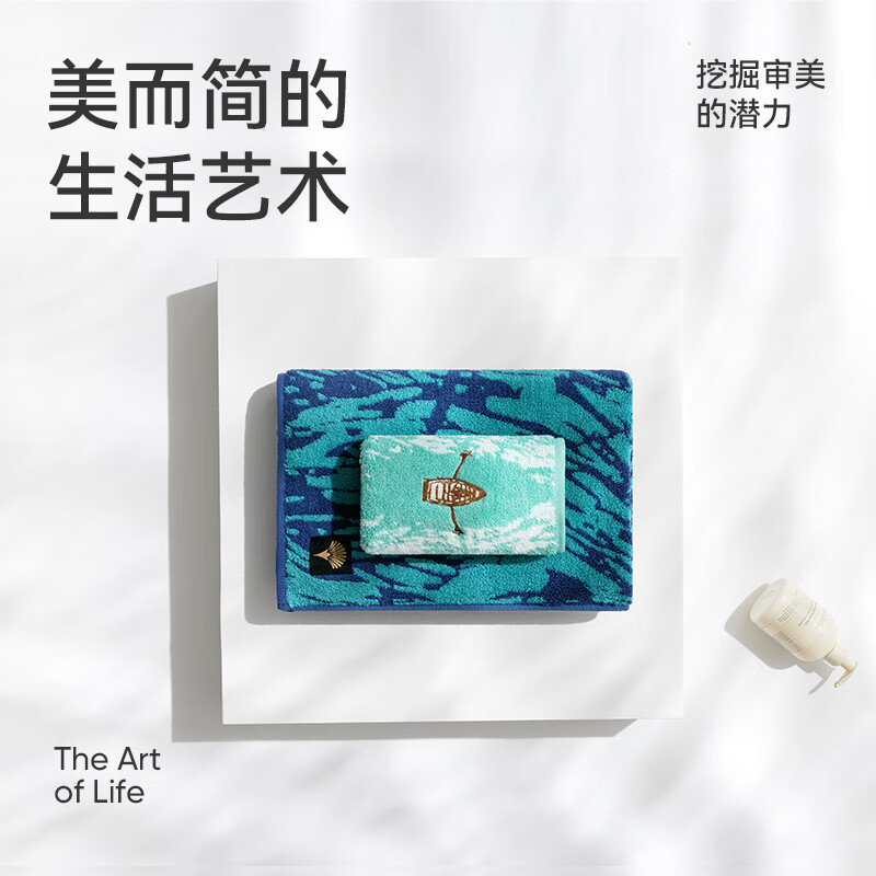 洁玉 罗纳河游记长绒棉浴巾 蓝色70cmx140cm*1条