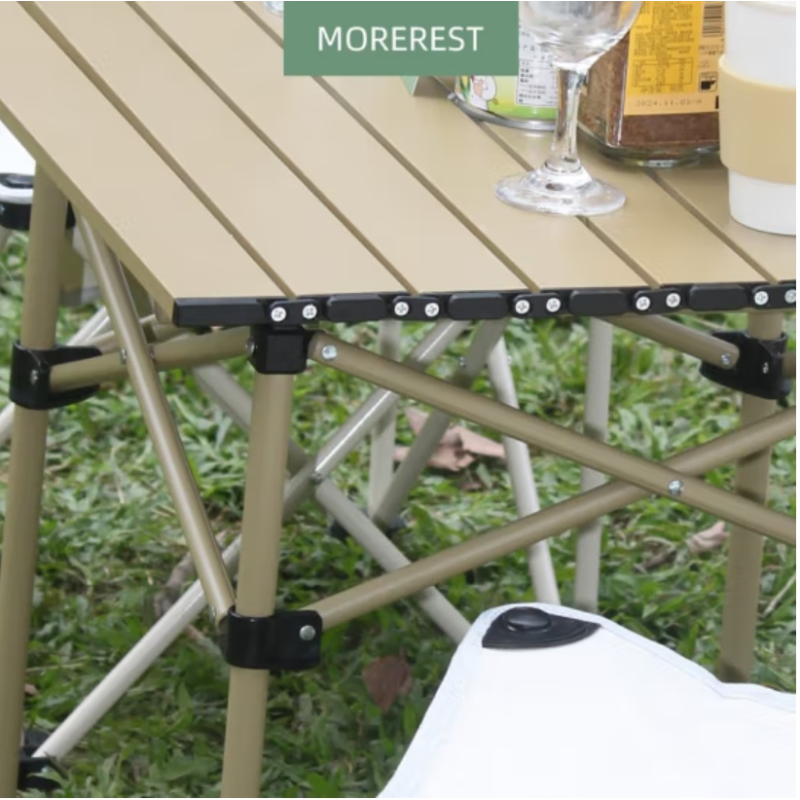 MOREREST户外桌椅套装折叠便携式野餐烧烤用品装备露营车载铝合金蛋卷桌MX-012(方桌子+2椅子)