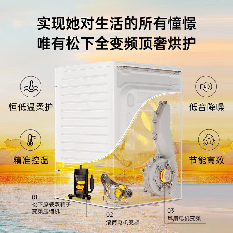 松下(Panasonic)[吴磊同款]白月光Queen女王款 10kg变频热泵烘干机 家用干衣机 全变频NH-X1FR6高清大图