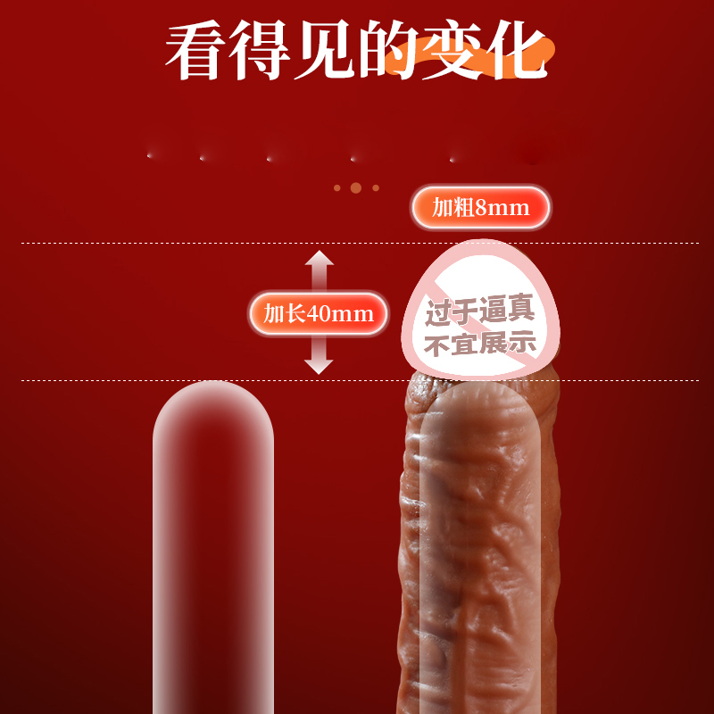 谜姬增粗加长大男根肉棒敏感阴茎套男人专用物理延长蘑菇头仿真物理延长液态硅胶肉茎阳具套延时神器阴经物理增大增长狼牙套棒早泄高清大图