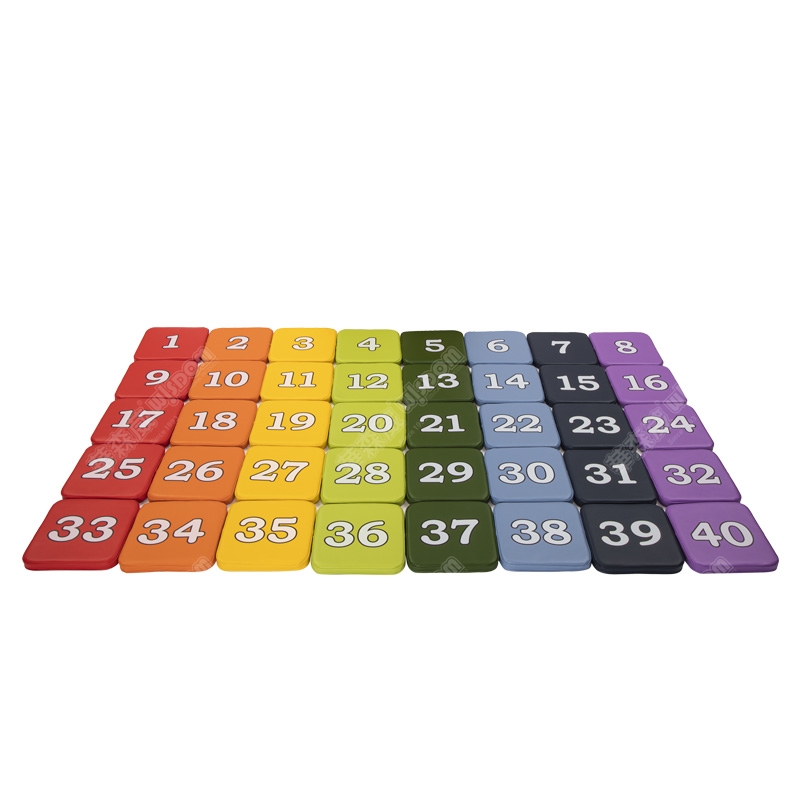 华森葳儿童用品 圆形学毯 方形教学毯(米色) 彩虹数字软垫及收纳架 彩虹数字软垫