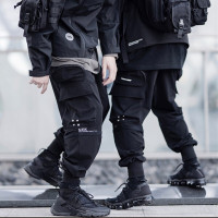 梵克公牛束脚裤 2021新款口袋防水束脚裤常规百搭休闲ins抽绳工装裤男牌 黑色