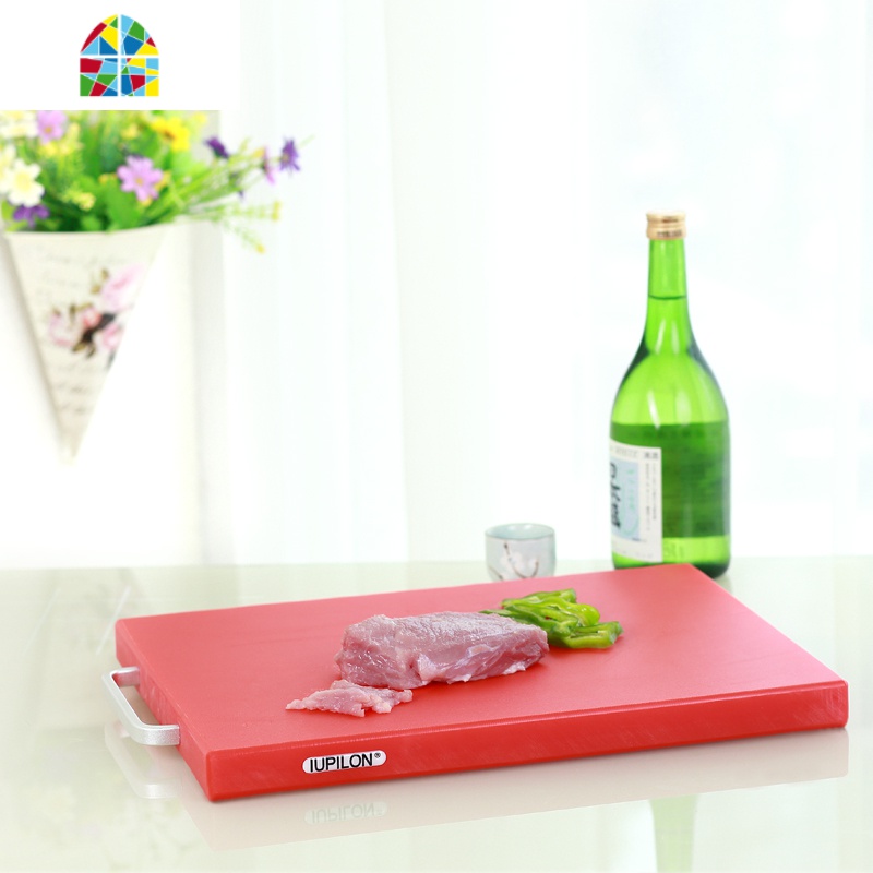 塑料PE菜板剁肉剁骨头不开裂不发霉加厚砧板长方形切菜板 FENGHOU 60*40*3CM红色高清大图