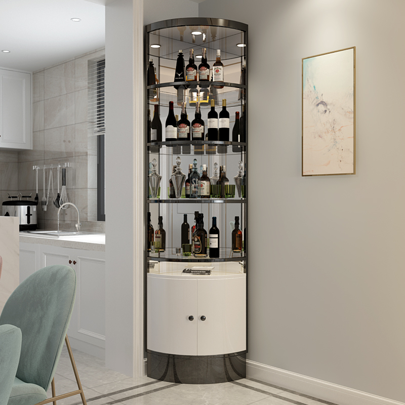 寻木匠碧桂园三角边玻璃酒柜现代轻奢转角红酒柜客厅置物架扇形靠墙角