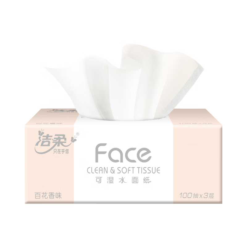 洁柔抽纸Face百花香味纸巾100抽M码大包 6包提装 PR20924R-1T高清大图