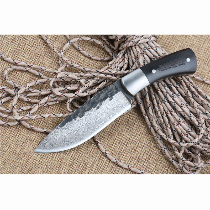 荒野求生手工锻打花纹钢直刀北欧小刀户外小刀多功能战术户外直刀收藏